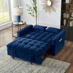 Tufted Loveseat Sofa Bed - Pull-Out Sleeper With Adjustable Backrest And Storage Pockets
