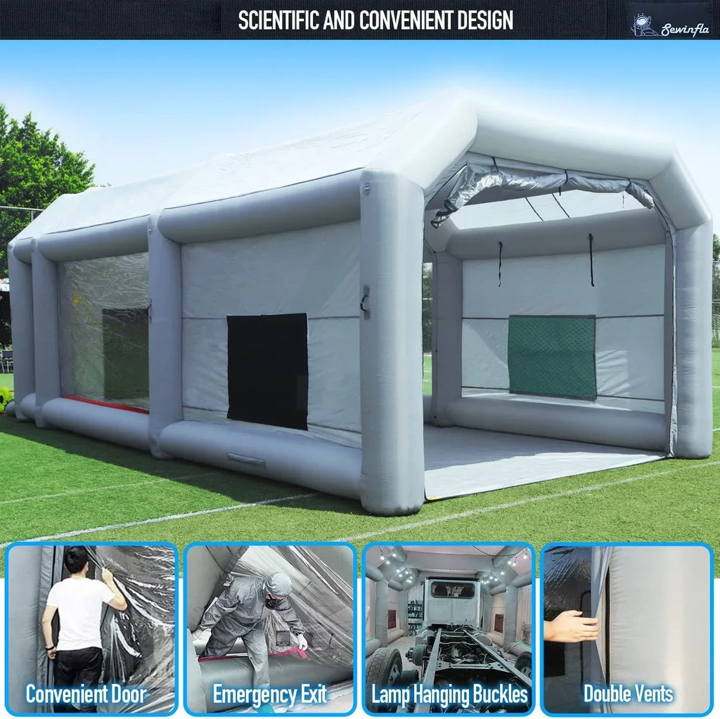 Sewinfla Inflatable Spray Booth 30x20x13Ft With Air Filter System And Blowers