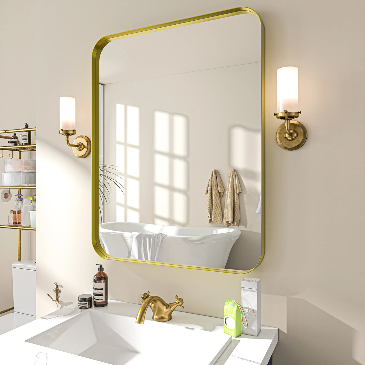 Aluminum Alloy Rounded Corner Wall Vanity Mirror
