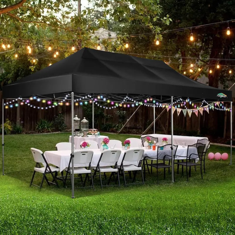COBIZI 10x20 ft Commercial Pop-Up Canopy Tent With 6 Sidewalls And Roller Bag