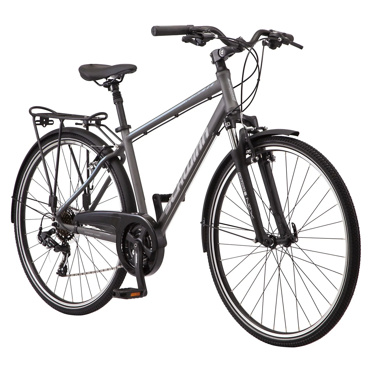 Schwinn Network 6c Hybrid Bike, 21 Speeds, Large 19.5 in Men's Style Frame, 700c Wheels, Grey
