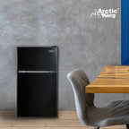 Arctic King Two-Door Mini Fridge With Freezer, 3.2 Cu. Ft., Stainless Steel