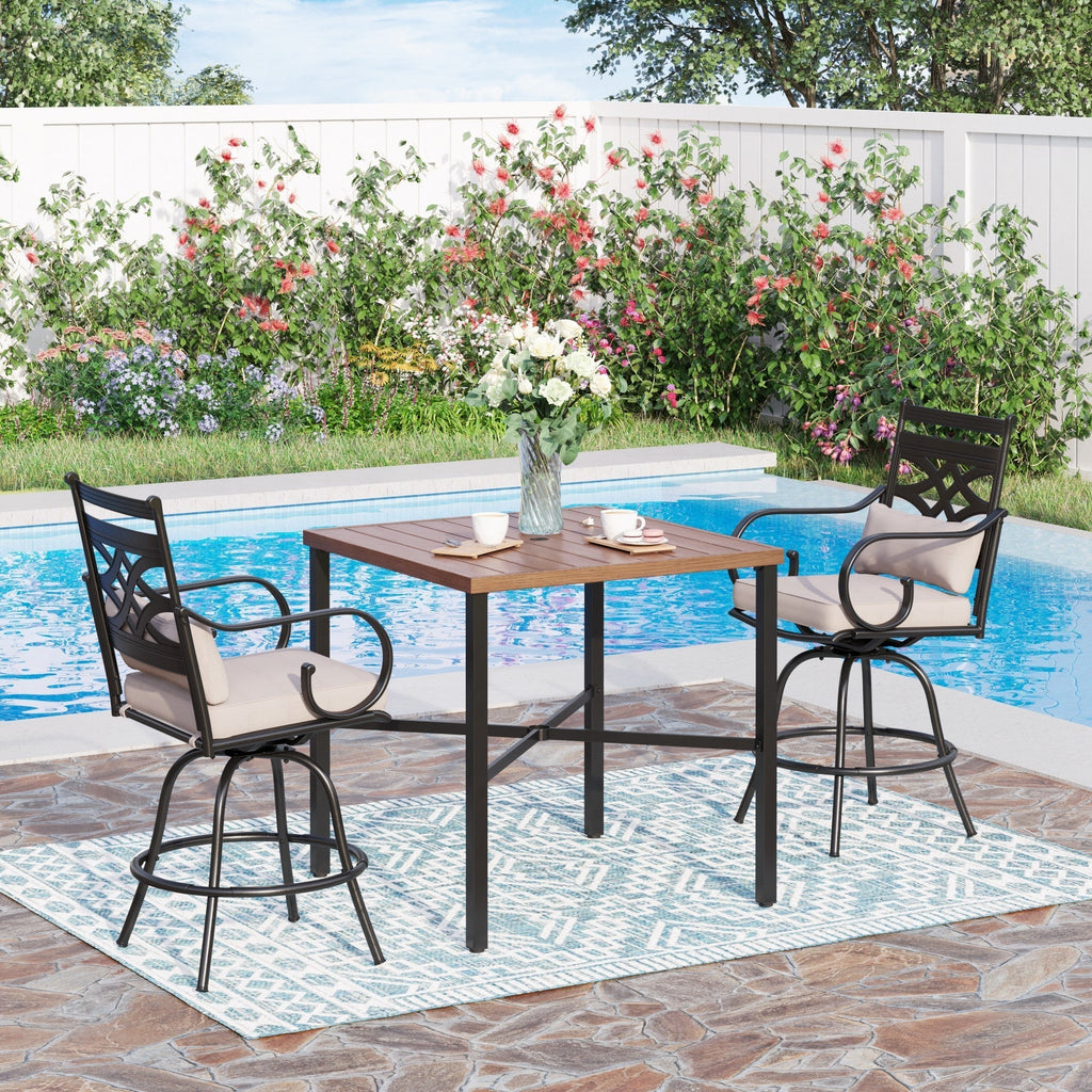 Sophia & William 2 Piece Patio Swivel Bar Stools With Cushions
