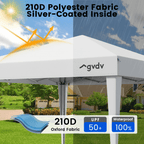 GVDV 10x10 Pop Up Canopy Tent, Instant Straight Leg Canopy, Outdoor Shading Shelter, White