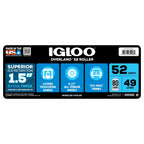 Igloo 52 QT Overland Ice Chest Cooler with Wheels, Gray