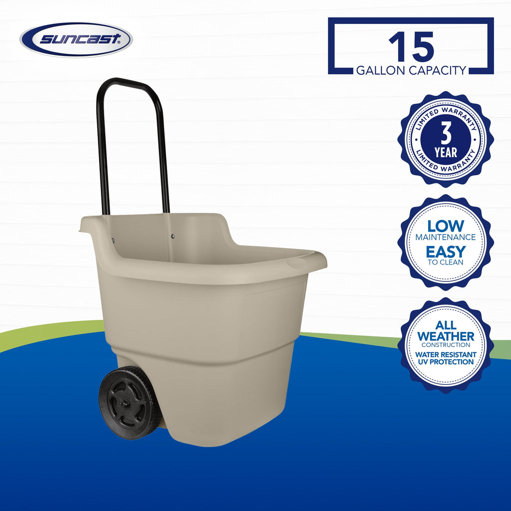 Suncast Resin Rolling Lawn and Utility Cart with Retractable Handle