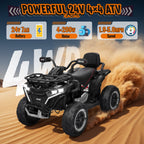 Joyracer ATV for Kids, 24 Volt Ride on Toys, 800W 4 Wheeler with 2 XL Seater, EVA Tires Power Car Wheels with Remote, Knee Pad, Music, Bluetooth, USB