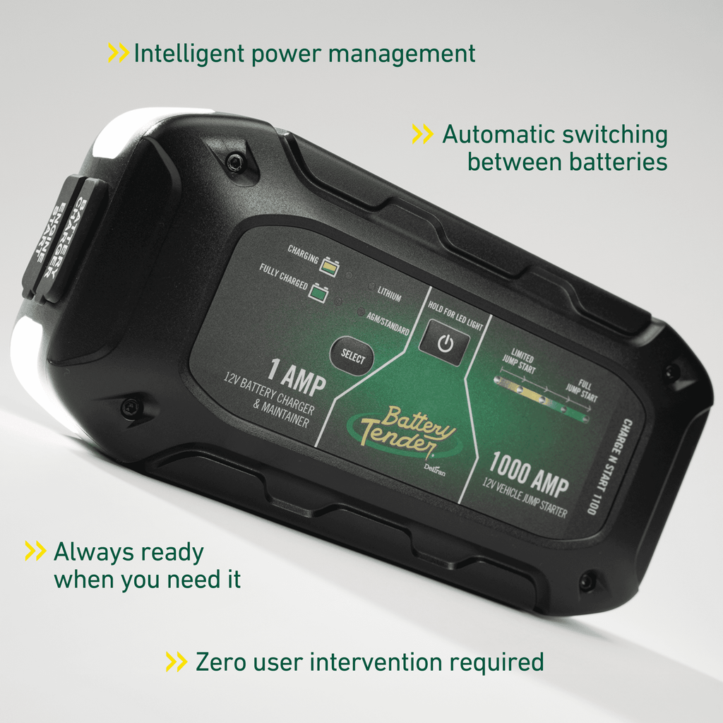 Battery Tender Charge N Start 1100 - 12V 1A Automotive Battery Charger & 1000A Jump Starter