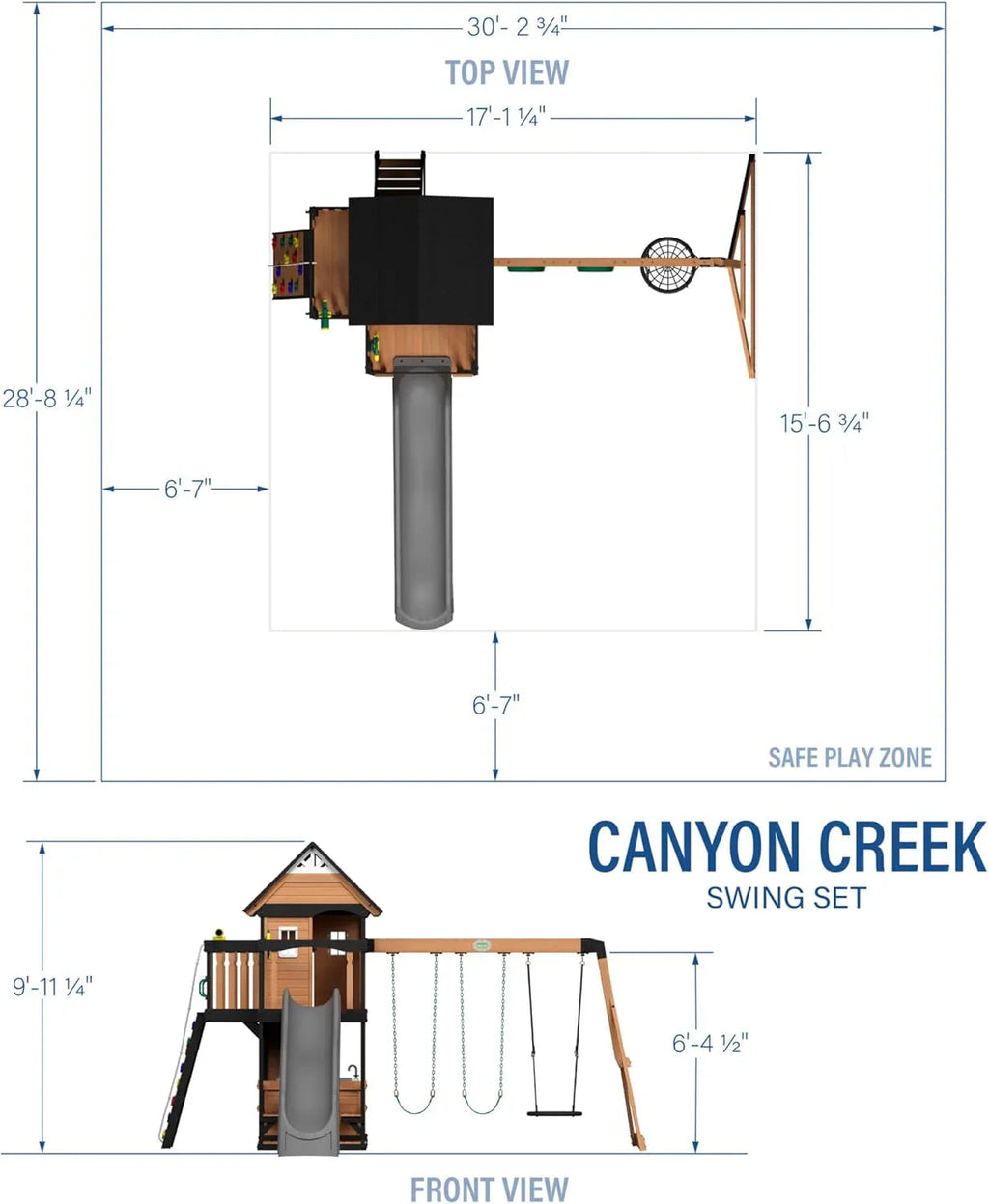 Backyard Discovery Cedar Wood Swing Set With Wave Slide, Clubhouse, Play Kitchen, Belt And Web Swings - Canyon Creek