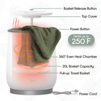 SLF Luxury Towel Warmer, 20L Electric Hot Towel Warmer Bucket, Fits Up to Two 40"x70" Oversized Towels, 18.5 x 13 in, White
