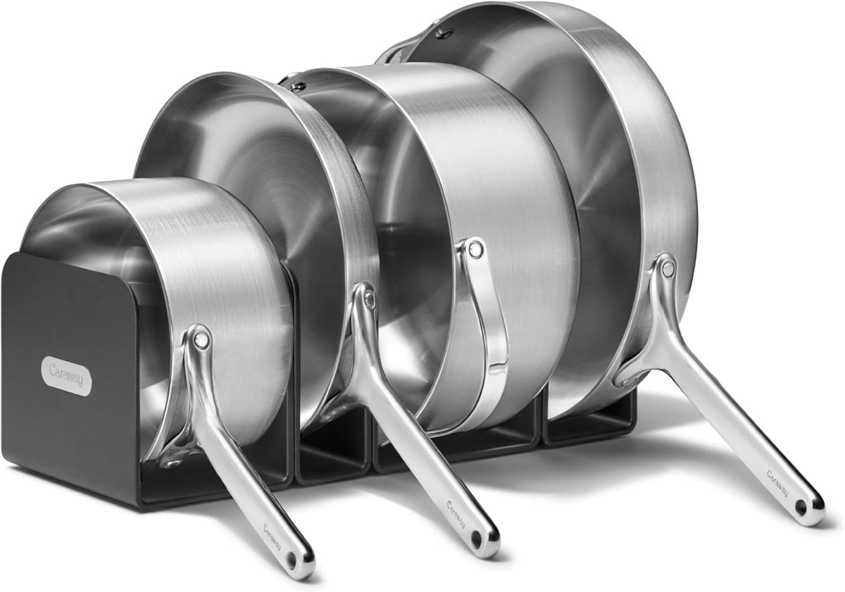 Caraway Stainless Steel 12 Piece 5-Ply Cookware Set - 10.5in Fry Pan, 3-qt Sauce Pan, 4.5-qt Saute Pan, 6.5-qt Dutch Oven