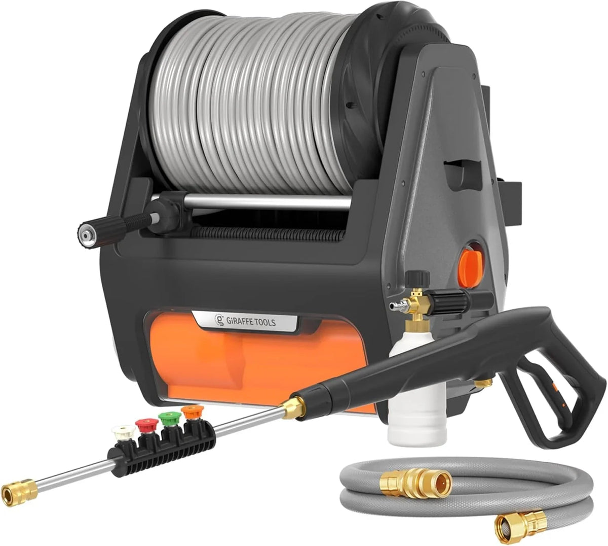 Giraffe Tools Grandfalls Wall Mounted Electric Pressure Washer, 2900 PSI, 2.2 GPM, 100ft Retractable Hose - Super 134