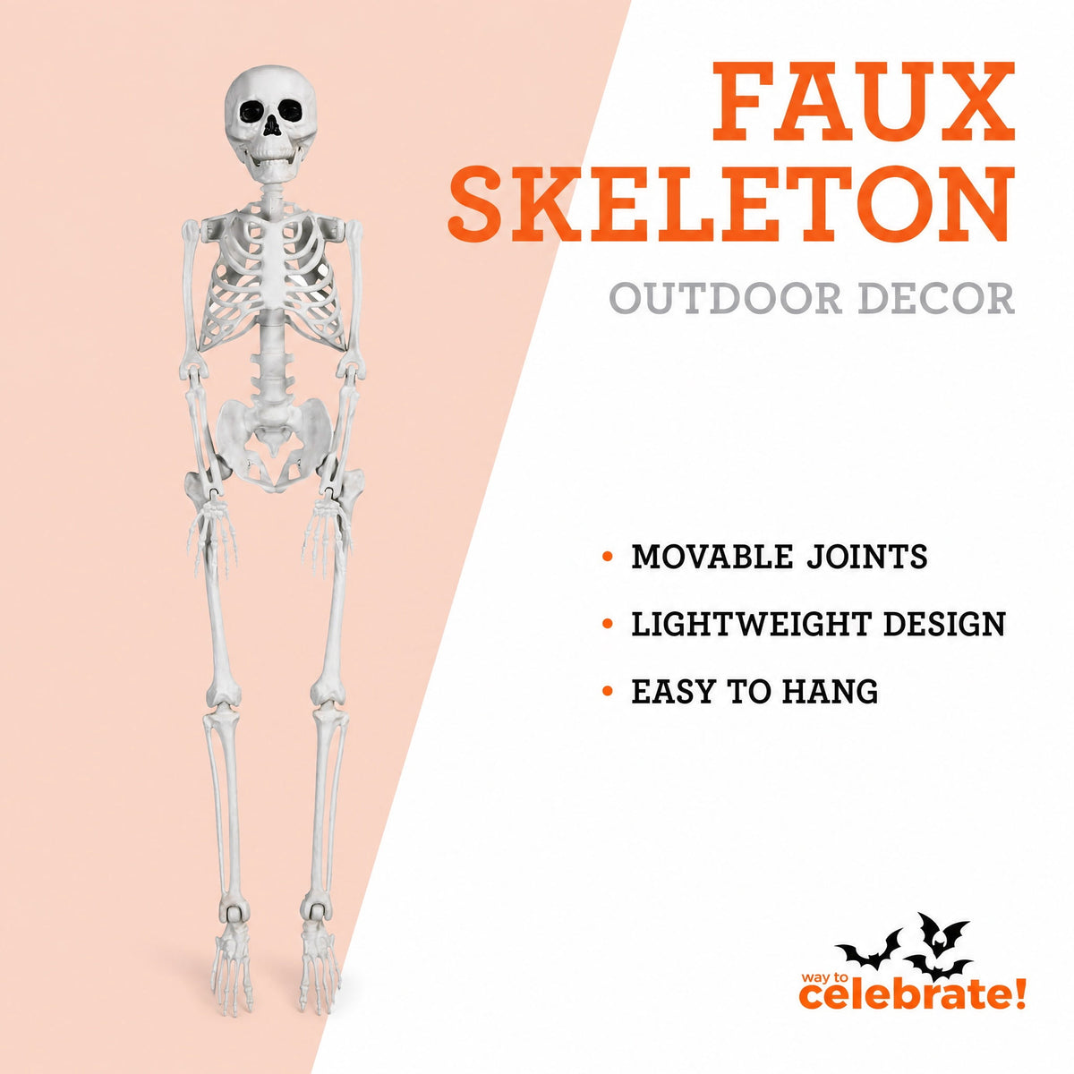 Faux Skeleton Decoration, White, 35", Halloween by Way To Celebrate