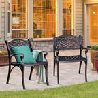 All-Weather Cast Aluminum Outdoor Dining Chairs, Set Of 2 - 23 in x 22 in x 32.5 in