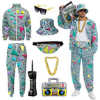 GYQMBT 80s 90s Men's Sportswear, Party Hip Hop Windbreaker 90s Disco Sportswear, 80s Adult Bizarre Costume 8 Piece Set