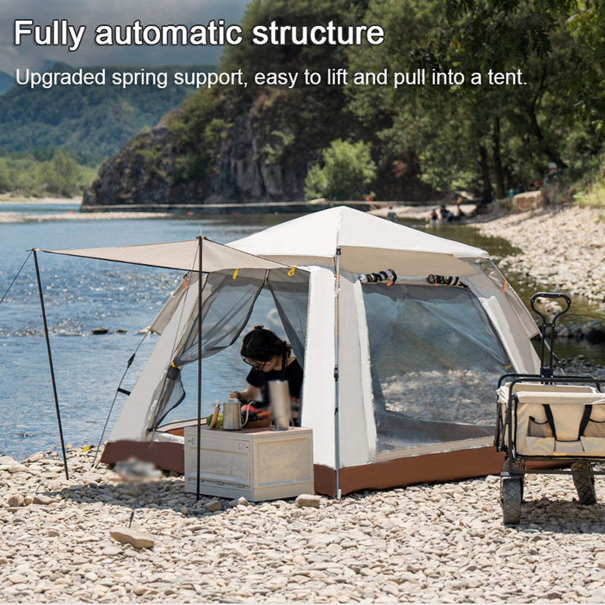 Mapskey 4 Person Instant Camping Tent, Automatic Easy Pop up Tents Camping with Carry Bag Outdoor/Family/Beach/Hiking/Traveling