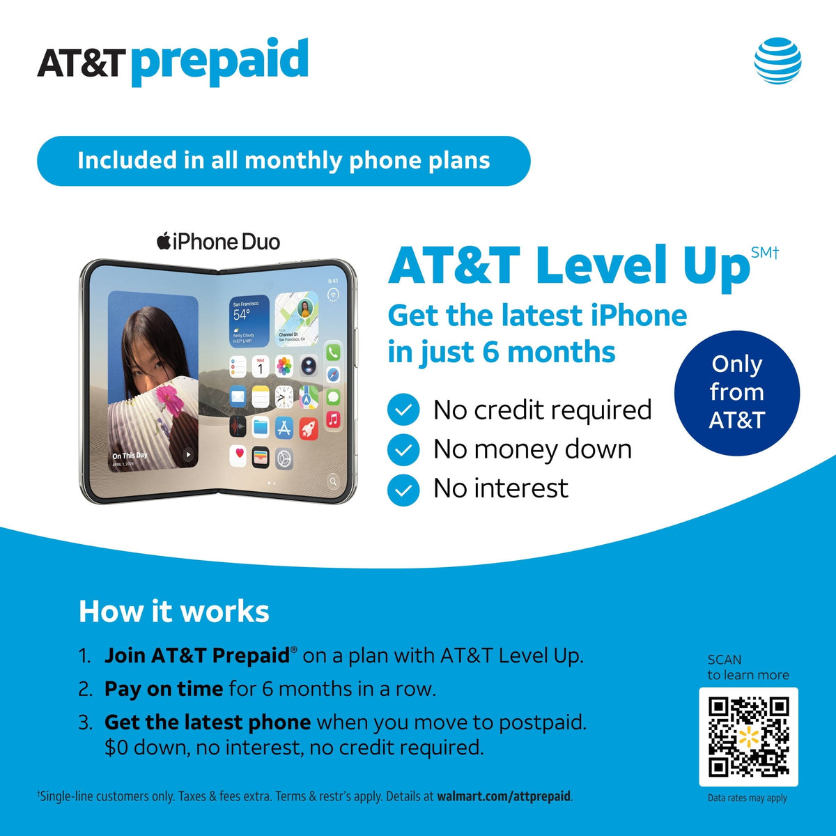AT&T Motivate Pro 2 5G, 128 GB, Stormy Blue - Prepaid Smartphone [Locked to AT&T]