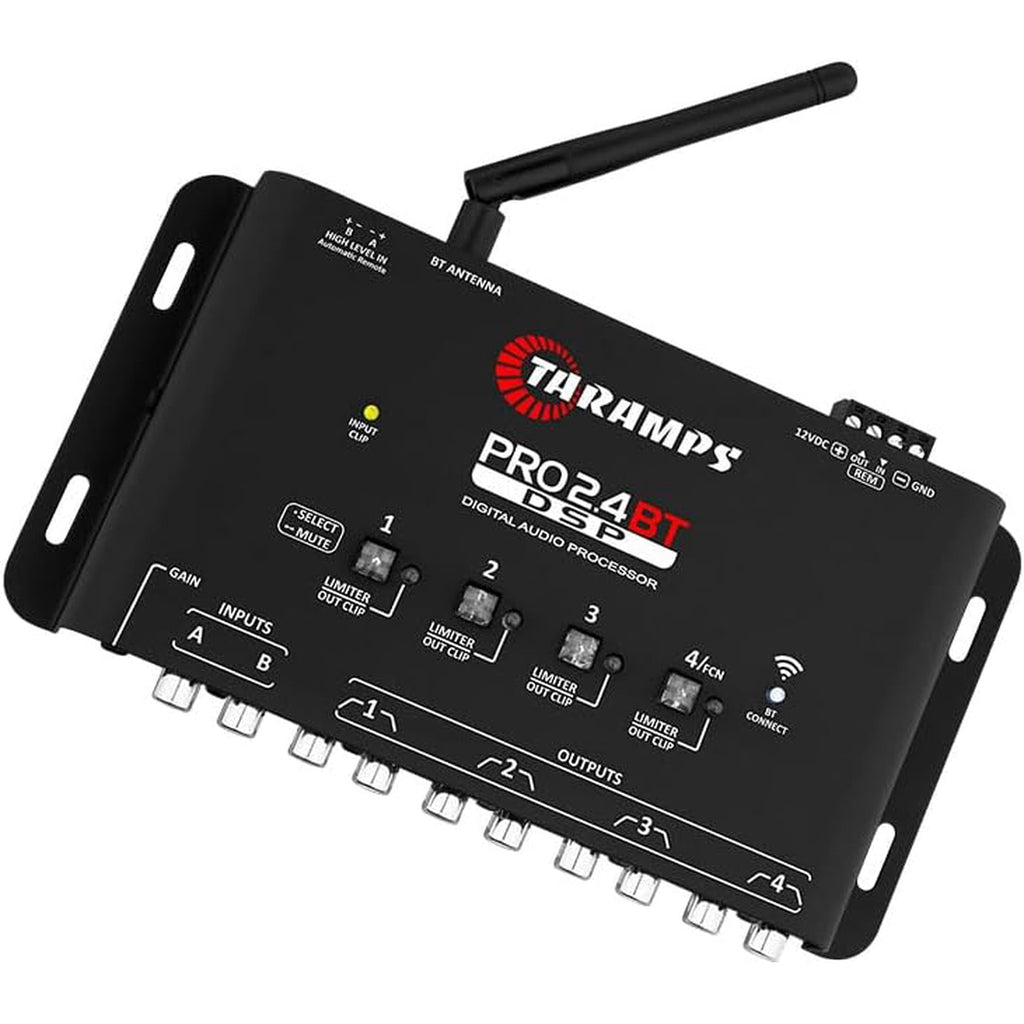 Taramps Pro 2.4 BT Bluetooth DSP Crossover Full, Digital Signal Processor, Car Audio Equalizer with App, Gain up to 9V, 15 Band Graphic Equalization