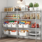 Legooin 72"W x 18"D x 60"H Wire Shelving Unit for Garage Storage Industrial Shelf Steel Storage Rack for Pantry Balcony 1600lbs Load Capacity, Silver