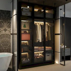 LED-Lit Glass Armoire 47.2in Wide Wardrobe With Full-Glass Doors