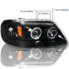Spec-D Tuning Black LED Strip Projector Headlights With 6-LED Fog Lamps - Ford F150 Flareside 1997-2003, 04 Heritage