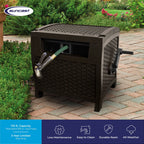 Suncast 175 Foot Slide Trak Outdoor Garden Resin Water Hose Reel, Hose Hideaway, Mocha Brown