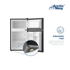 Arctic King Two-Door Mini Fridge With Freezer, 3.2 Cu. Ft., Stainless Steel