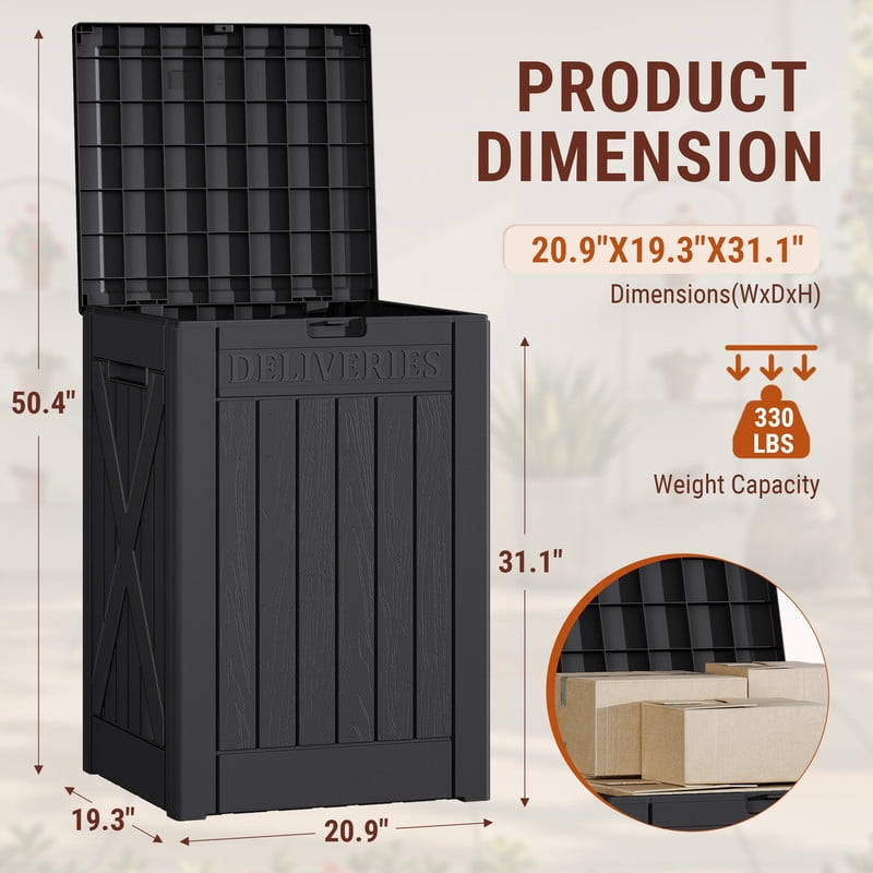 Homall 53 Gallon Package Delivery Boxes, Waterproof Outdoor Resin Mailbox for Packages With Lockabla Lid, Outdoor Storage Parcel Box for Outside