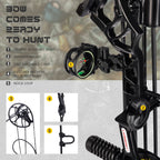 Archery Ready to Hunt Compound Bow Package for Adults and Teens,25"-31" Draw Length，0-70 Lbs Draw Weight ,up to IBO 320 fps，Lightweight Design Bow