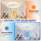 Depuley 20" White Flush Mount Ceiling Fan with Light - Low Profile, App & Remote Control, 6-Speed Quiet DC Motor, Dimmable LED for Bedroom