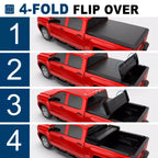 MOSTPLUS 6.5FT 4-Fold Soft Truck Bed Tonneau Cover for 2014-2018 Chevy Silverado / GMC Sierra