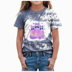 CAUYDY Halloween Ghouls Ghost Retro Girl Kids T-Shirt Graphic Tshirt Little Kids Fall Short Sleeve Tee Tops(Orange, 8-9 Y)