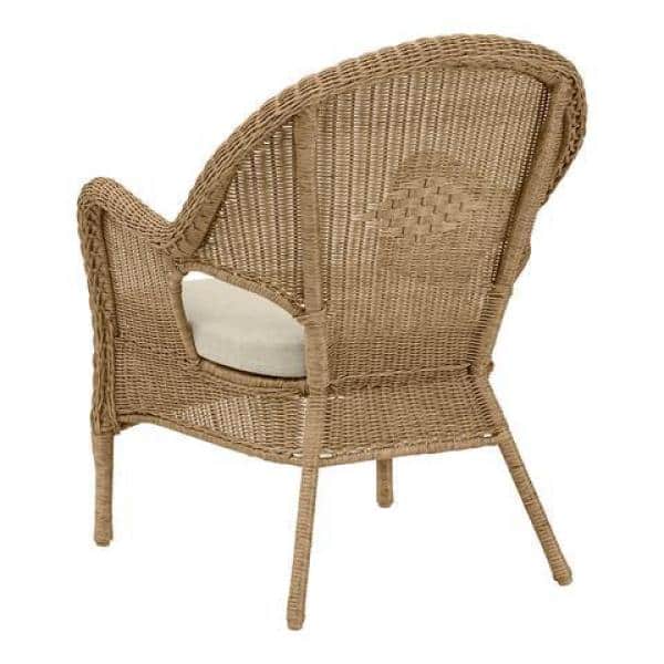 Hampton Bay Rosemont Light Brown Steel Wicker Stackable Outdoor Patio Lounge Chair With Putty Tan Cushion - 65-91-1BR-996