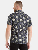 Nightmare Before Christmas Men's and Big Men's Print Button-Up Cotton Shirt with Short Sleeves, Sizes XS-3XL