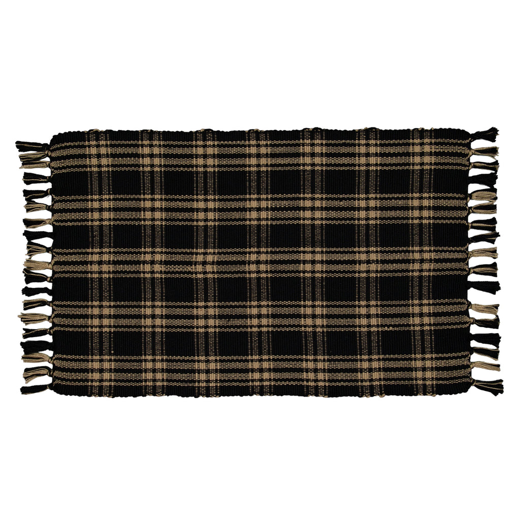 My Texas House Halloween Black Plaid Indoor/Outdoor Layering Rug, 24" x 38"