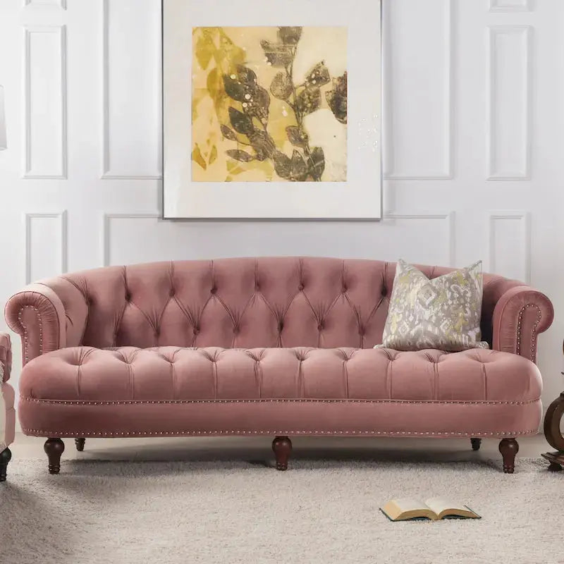 Jennifer Taylor Home La Rosa 84-Inch Velvet Chesterfield Sofa - Tufted Upholstered