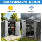 6' x 4' Outdoor Storage Shed with Base, ENYOPRO Galvanized Metal Garden Tool Shed with Lockable Double Doors, Sloped Roof & Vent for Backyard Patio