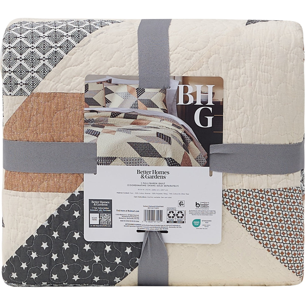 Better Homes & Gardens Starburst Patchwork Cotton Quilt, Full/Queen