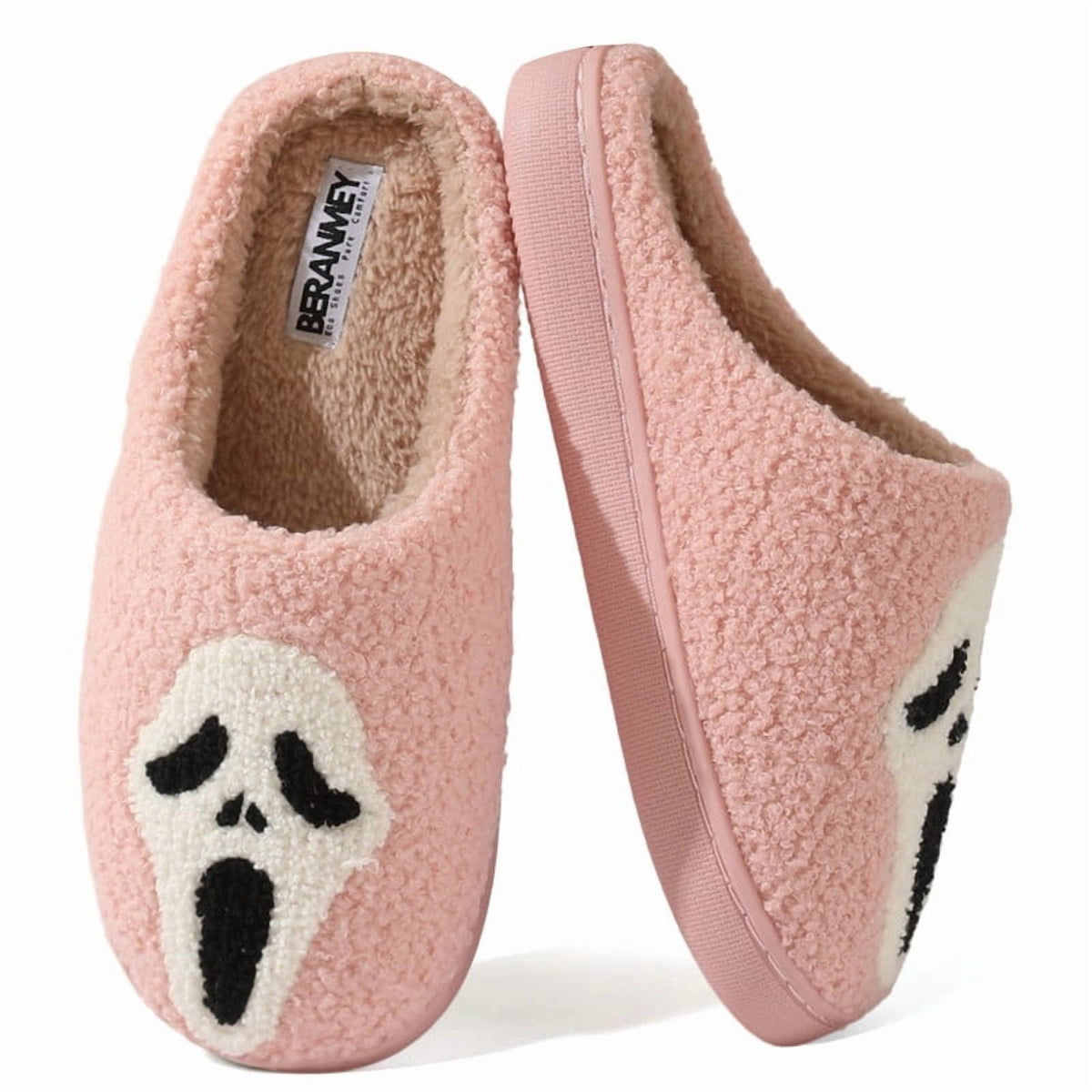BERANMEY Halloween Slippers for Women Perfect Soft Plush Comfy Warm Slip-On Cute Womens Slippers Indoor Fluffy House Slippers for Women and Men Non-slip Fuzzy Flat Slides