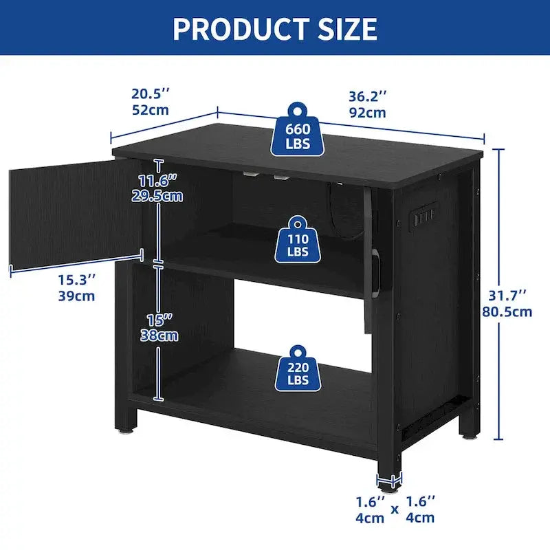 Moasis Aquarium Stand Cabinet For 40-50 Gallon Fish Tanks With Built-In Power Outlets