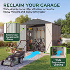 Homall 6 x 4 ft Outdoor Metal Storage Shed, Garden Tool Shed with Floor Frame & Lockable Double Doors for Backyard, Patio, Lawn, Brown