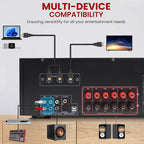 Pyle 5.2 Channel Hi-Fi Home Theater Receiver - 1000W MAX Wireless BT Surround Sound Stereo Amplifier System with 4k Ultra HD Support, MP3/USB/DAC
