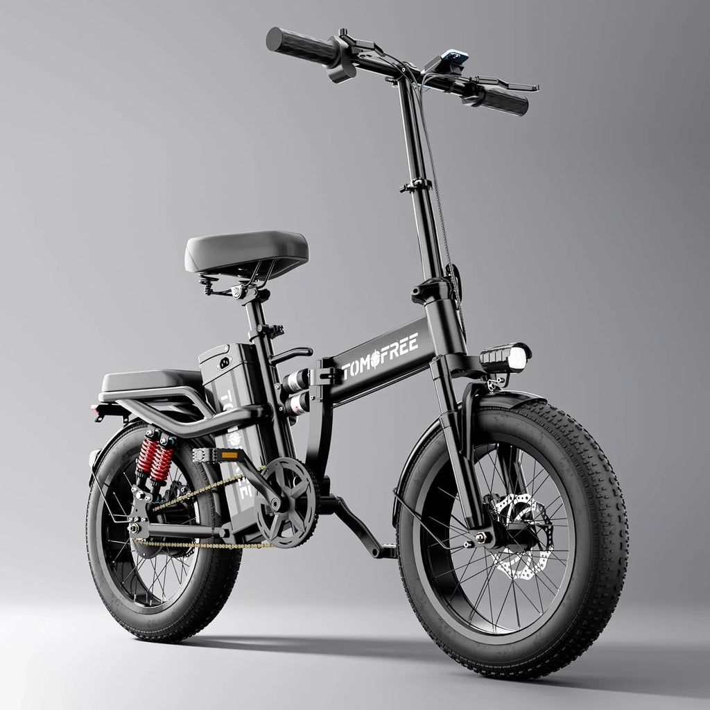 Tomofree Folding Electric Bike For Adults, 1200W, 48V 20Ah, 16 x 3in Tire, 330lbs, Black - T1