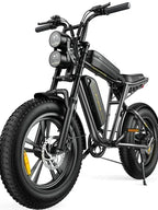 AKEZ Adult Fat-Tire E-Bike 1000W, 48V 13Ah Removable Battery, 94-Mile Range, Full Suspension