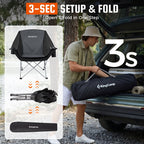 KingCamp Padded Camping Chairs for Adults, Oversized Folding Camping Chair, Heavy Duty Folding Round Camping Chair, Black Dark Grey
