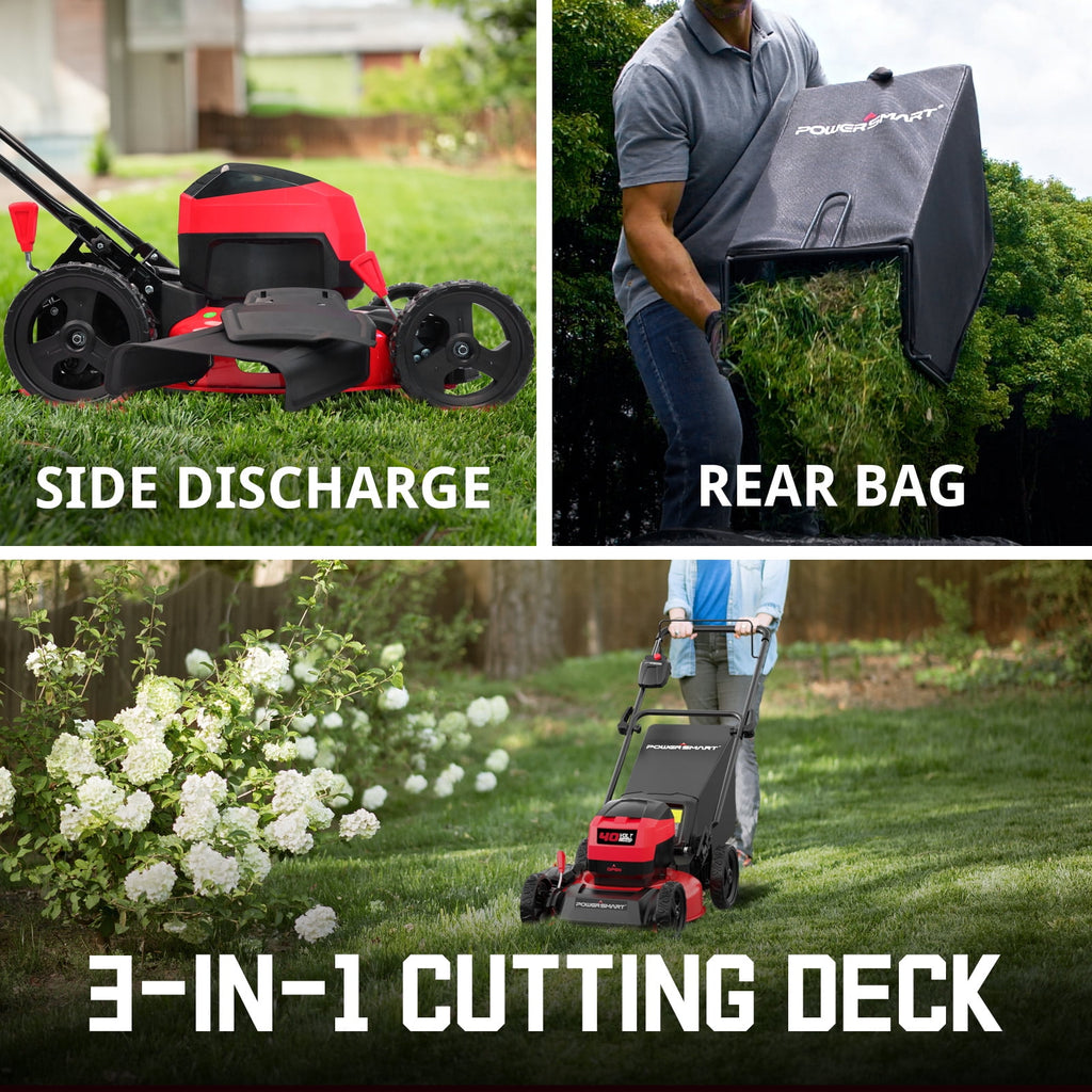 PowerSmart 40V 4.0Ah 17" Cordless Push Lawn Mower, with 3-in-1 Options