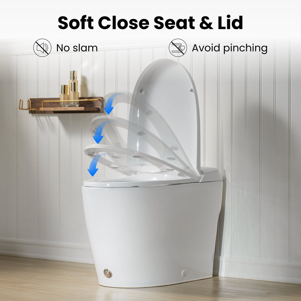 Modern One-Piece Toilet with Pressure-Assisted Flush, Hands-Free Foot Kick & Button Flush, 1.0 GPF WaterSense, 1000g MaP Flush, Soft Close Seat