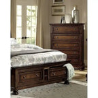 5-Piece Classic Brown Cherry Bedroom Set With Storage Platform Bed