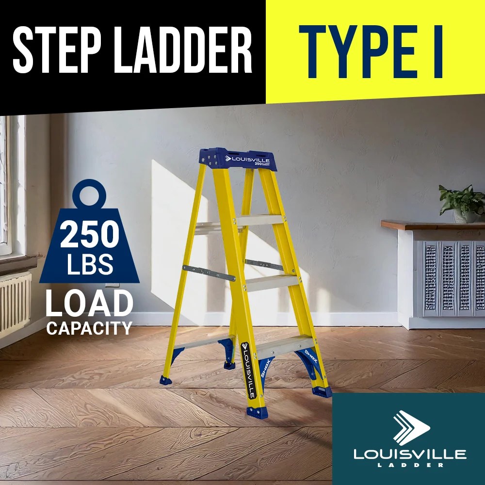 Louisville Ladder 5-Foot Fiberglass Step Ladder, 250-Pound Load Capacity, Type I - FS2005