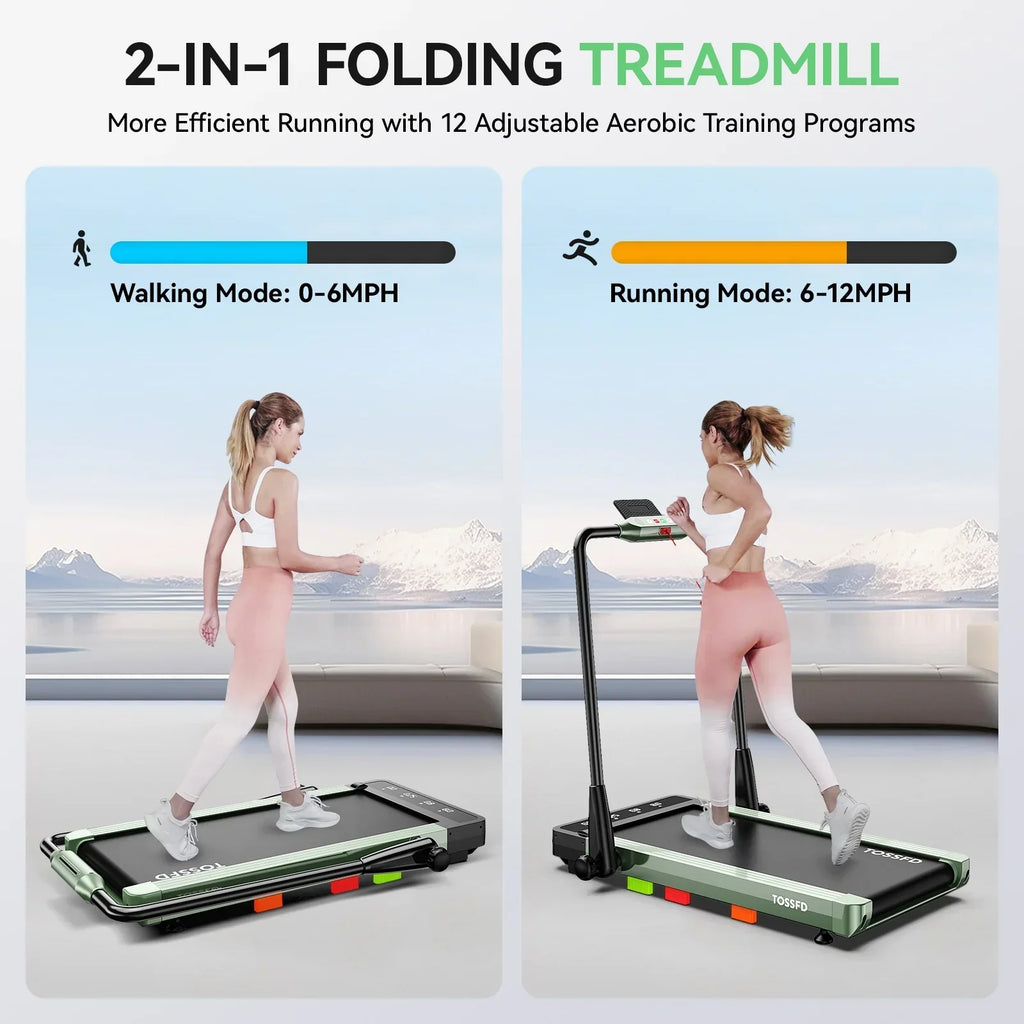 Pooboo 2in1 Folding Under Desk Treadmill, 2.5HP Bluetooth, 265 lbs
